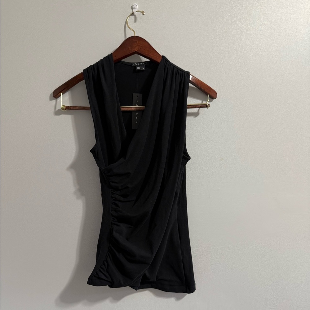 Theory Voxon Draped Sleeveless Blouse
